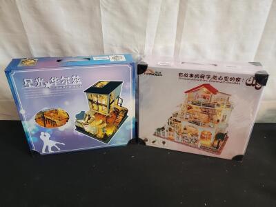 HONGDA DIY Miniature Dollhouse Kits with LED Lights
