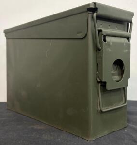 M19A1 Military Steel Ammo Can, Olive Drab, .30 Cal, Lever Lock, ID Window, NSN 8140-00-828-2938