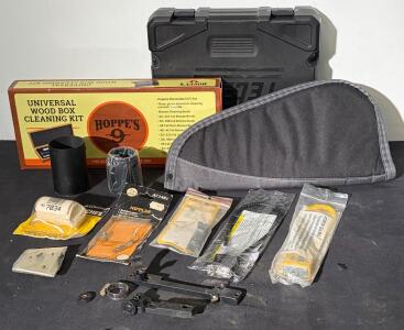Mixed Gun Cleaning Kit & Parts Lot &ndash; Hoppe&rsquo;s Universal, CVA, T/C, Weaver, Kel-Tec Case
