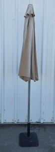 9 ft Beige Market Patio Umbrella With Crank, Tilt, And Weighted Base
