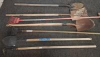 Assorted Garden Hand Tools &ndash; 8 Pieces Including Shovels, Rakes, And Hoe