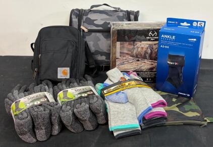 Outdoor Gear Lot: Gerber Multi-Tool, Realtree Queen Sheet Set, Zamst A2-DX, Bags, Socks