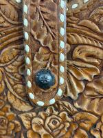 Custom Tooled Leather "CANDY" Handbag By J.R. Hayward CA W/ Matching Belt, Sterling Tip, Accessories - 3