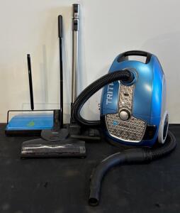 Prolux Tritan HEPA Bagged Canister Vacuum, Multi-Surface Powerhead, Bissell Carpet Sweeper, Blue