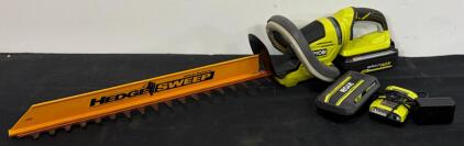 Ryobi RY40602VNM 40V Cordless Hedge Trimmer With 24" Blade, 4Ah & 2Ah Batteries, Charger