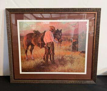 Tom Ryan Hand-Signed Western Cowboy & Horse Framed Art Print