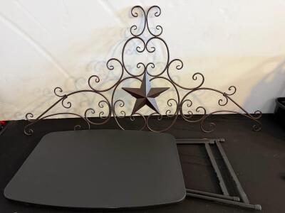 Large Texas Star Metal Wall Art 60"x36" & Black 20"x30" Folding Utility Table