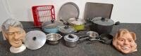 Assorted Cookware Set &ndash; 9+ Pots/Pans, 4-5 Lids, Baking Sheets, Dish Rack