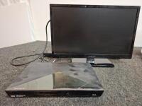 Samsung Galaxy Tab 3 7.0 Tablet, Insignia Monitor, Sony Blu-ray Player, Verizon Router, Media Bundle(all powered on except the tablet, was unable to test - 9