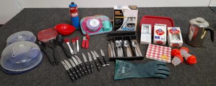 Complete Camping & Kitchen Cooking Set &ndash; Knives, Utensils, Silverware, Percolator, Propane