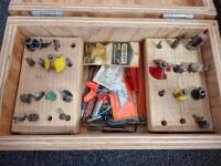Assorted Woodworking Tool Lot with Router Bits, Hand Drill, and Hardware - 5