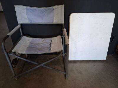Lifetime 6-Foot Folding Table and Folding Camp Chair with Side Table