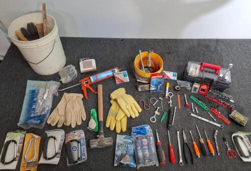 Large Mixed Hand Tool & Hardware Lot &ndash; Toolbox, Hammer, Socket Sets, Consumables, Accessories