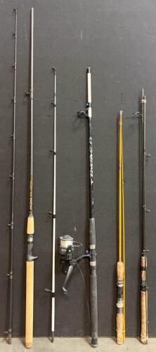 W.W.Grigg GX Graphite 86&rdquo; Casting Rod, Shakespeare Tiger Combo, 3 More Fishing Rods