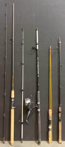 W.W.Grigg GX Graphite 86&rdquo; Casting Rod, Shakespeare Tiger Combo, 3 More Fishing Rods