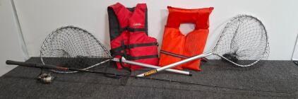 Shakespeare Ugly Stik Fishing Rod with Spinning Reel, Frabill Net, and Cabela's Life Vest
