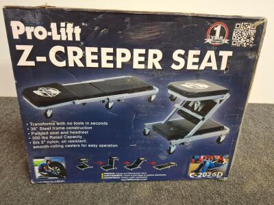 Pro-Lift C-2036D Z-Creeper Seat, 36", 300lb Capacity, Steel Frame, 6 Casters