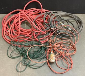 Goodyear 3/8" 50ft Air Hose Lot, Extension Cords, Swan Garden Hose, Work Light, Oil Resistant