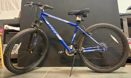 Huffy 3.0 Fortress Hardtail 26" Mountain Bike, Steel Frame, Front Suspension, 18-Speed, Blue