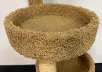 Multi-Level Beige Cat Tree with 3 Perches & Scratching Posts, 50" Tall, Heavy Wear to Lower Posts - 5