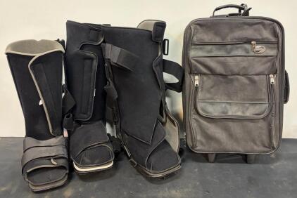 (3) Breg Conformer Diabetic Walking Boots Air L & XL Tall with Rolling Suit Case