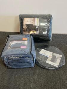 King Bedding Set (Madison Park/Cuddl Duds) & Mainstays Pop-Up Laundry Hamper - New
