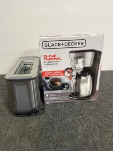 BLACK+DECKER CM2036S 12-Cup Thermal Coffeemaker & NINJA flip ST101 2-Slice Long Slot Toaster