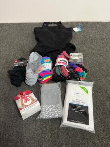 Assorted Women's Accessories Lot: Champion, Under Armour, Avia, Mainstays, Totes, Swimsuit, Socks