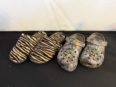 Camouflage Foam Clogs and Zebra Print Slip-On Slippers, Unisex, Indoor/Outdoor, Lightweight