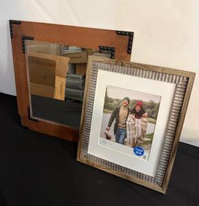 Mainstays 11x14 Photo Frame, 22" Wall Mirror with Nailhead Accents, Decorative Art Frame Bundle