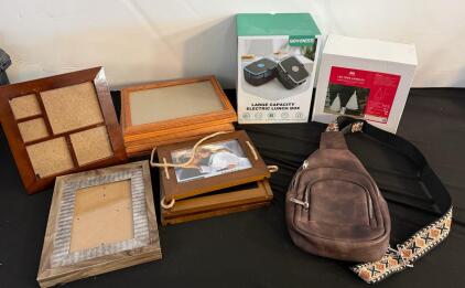 Bostanten Brown Leather Sling Bag, Adjustable Woven Strap, Multi-Pocket, Serial BSB1123213-04 & More