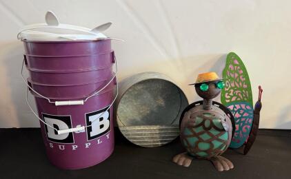 D&B Supply 5-Gallon Purple Buckets with Lids, Stack of 2, Utility HDPE, Wire Handles & More