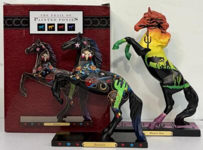 Trail of Painted Ponies Bonanza (2009) & Western Skies (2022) 7" Collectible Resin Figurines
