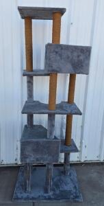 76" Multi-Level Dark Gray Cat Tree Tower with 2 Condos and 8 Scratching Posts
