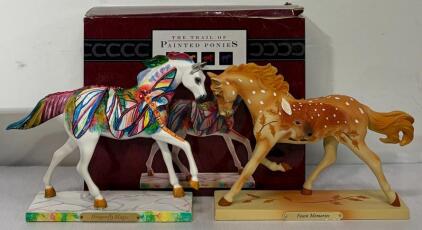 Trail of Painted Ponies "Dragonfly Magic" & "Fawn Memories" Figurines, Enesco, Boxed, Artists Signed