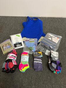 Mixed Lot - Women's Swimsuit, Socks, Fleece Pants, Underwear, Poncho, Shower Liner