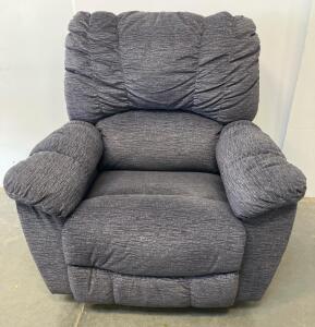 Dark Gray Manual Recliner Chair, Plush Cushion, Lever Operation, Fabric Upholstery