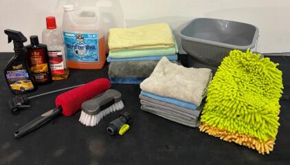 Comprehensive Car Detailing and Cleaning Kit with Brushes, Towels, Waxes, and Shampoos