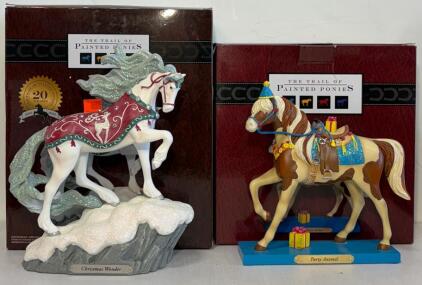 Trail of Painted Ponies &lsquo;Christmas Wonder&rsquo; 2023 20th Anniversary & &lsquo;Party Animal&rsquo; 2015 Figurines, Boxed