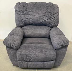 Dark Gray Manual Recliner Chair, Plush Cushion, Lever Operation, Fabric Upholstery