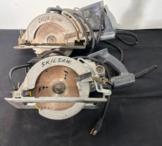 (2) SKILSAW HD77 Worm Drive Circular Saws 7-1/4", 13A, 4400 RPM, USA - Serial: HB860254, HF680548