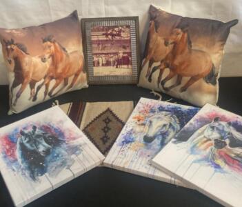 Horse Decor Collection: Pillows, Framed 1977 Bay Meadows Photo, Southwestern Mat, Art Prints