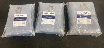 Sun Zero Oslo 52"x84" Haze Gray Room Darkening Grommet Curtain Panel, UPC 029927524901, Set of 3