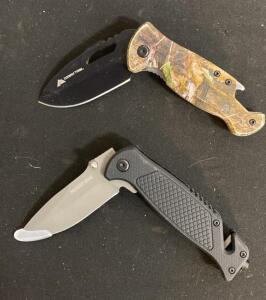 Ozark Trail & Mossy Oak Folding Pocket Knives, Stainless Steel Blades, Drop Point, Glass Breaker Tips