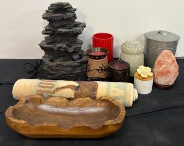 Tabletop Fountain, Himalayan Salt Lamp, Wax Warmers, Wooden Bowl, and More