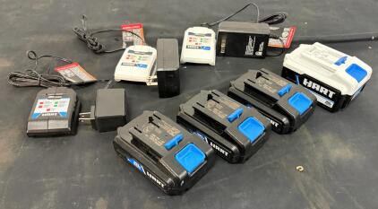 HART 20V Lithium-Ion Battery and Charger Set &mdash; 3x 2.0Ah, 1x 4.0Ah, 4 Chargers, Model BPH002/BPH013