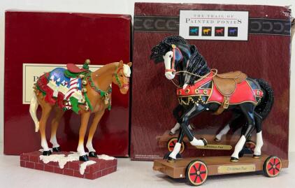 Trail of Painted Ponies "Christmas Past" 2022 & "Happy Holidays" 2005 Collectible Figurines Boxed