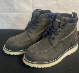 Ariat Women's Rebar Wedge Moc Toe Waterproof Work Boots, Size 8.5B, Steel Grey