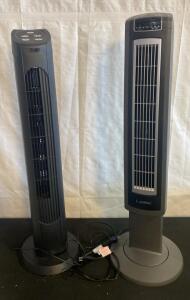Lasko & COOL AIR 36" Tower Fans, 3-Speed, Oscillating, Ionizer/Breeze Modes, Electronic Timer- Both Turn On