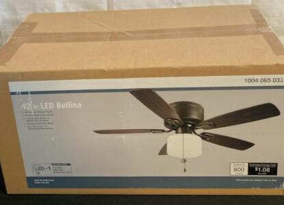 Hampton Bay Bellina 42" Ceiling Fan with LED Light, Oil-Rubbed Bronze Finish- Sealed Box